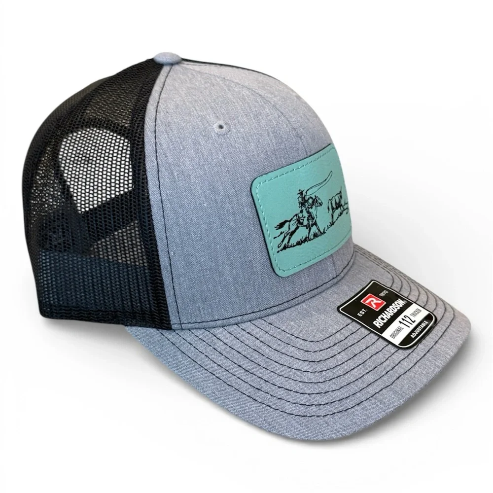 RICHARDSON 112 Heather Gray/Black Ranch Roper Patch Structured Trucker - Picture 3 of 8